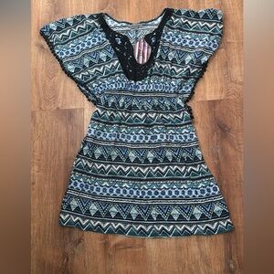 Bohemian Patterned Dress with Lace Detail